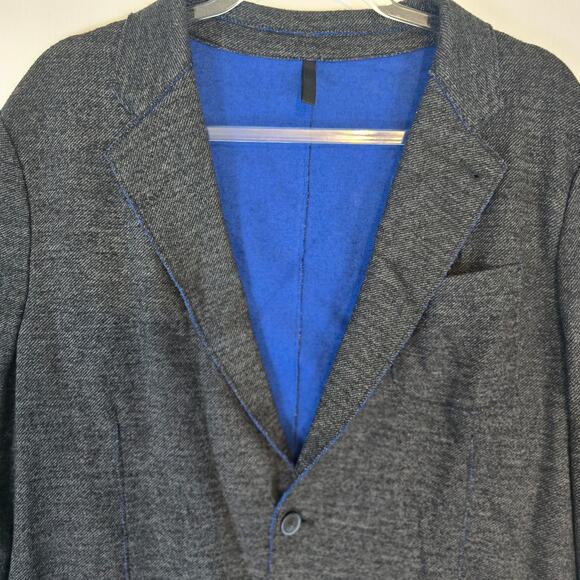Bugatchi Men's Relaxed Knit Sweater Blazer Heather Charcoal Blue Cotton Wool 44 - Picture 3 of 8